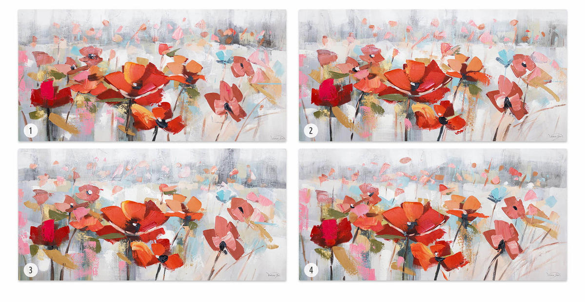 ÖLGEMÄLDE 120/60 cm - Rot/Grau, Holz/Textil (1.7/60cm) - KUNSTLOFT