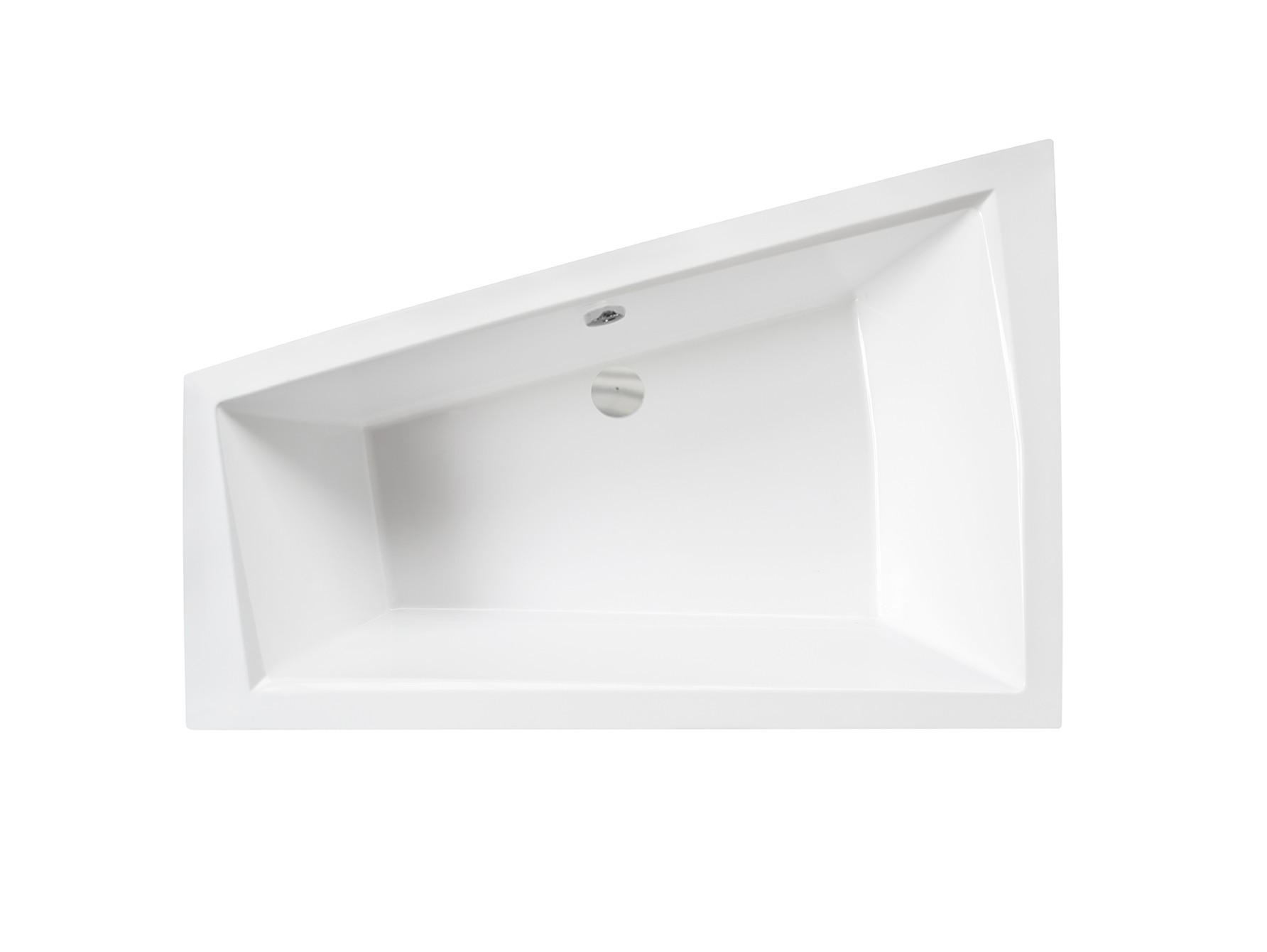 BADEWANNE Eckwanne INTIMA 170/125 Links Ablauf Füße + 1 Kopfstütze + Ablage - Weiß, Kunststoff (125/55.5/170cm) - bad land