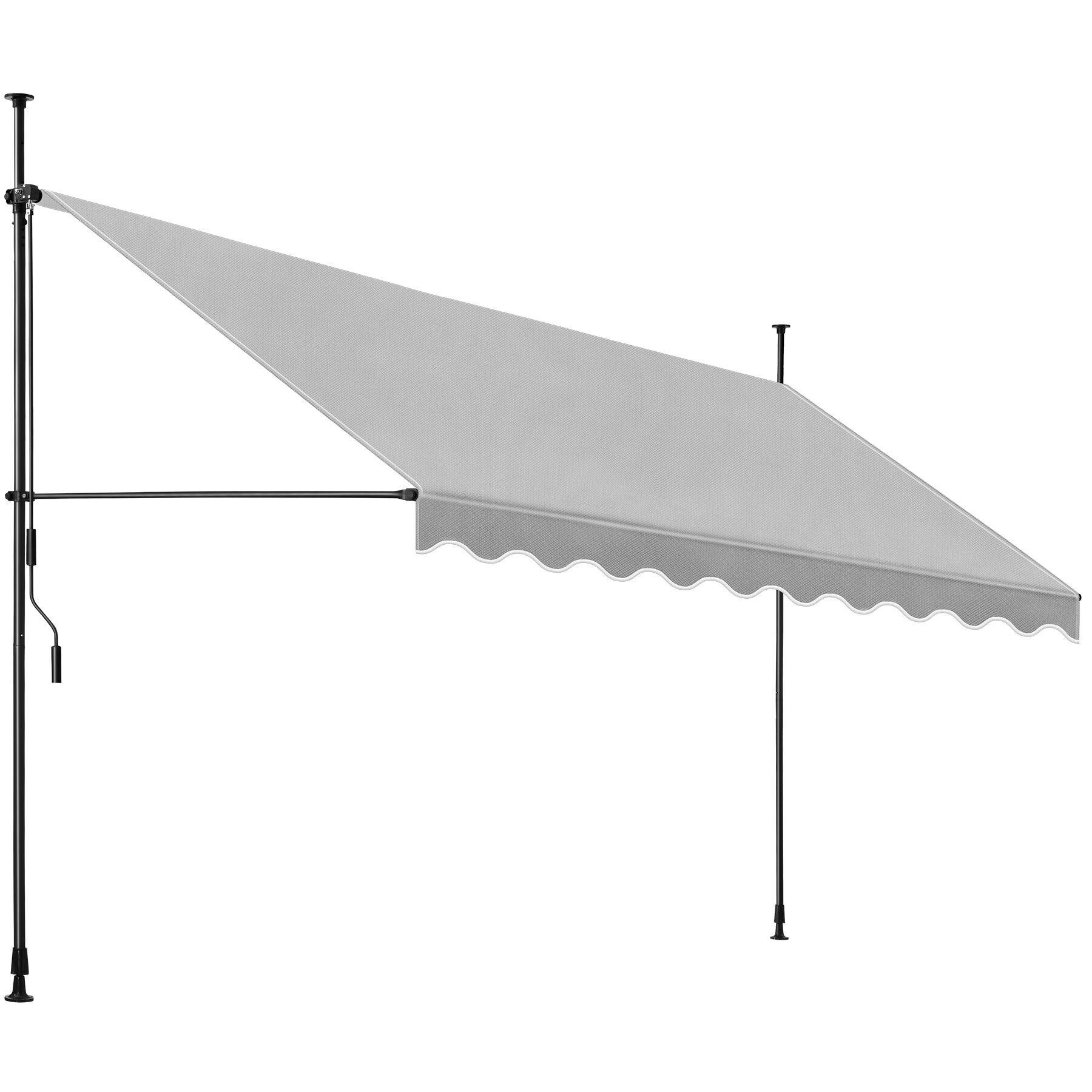 KLEMMMARKISE MIT HANDKURBEL , wasserabweisend, hellgrau - Hellgrau, Textil (400/304/180cm) - tectake