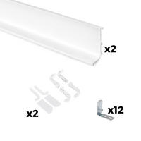 AUFLOTPROFILE Gola für Küchenmöbel, Länge 2,35m, mit Zubehör, Aluminium, weiß lackiert 2er-set - Weiß, Metall (2.43/235cm) - EMUCA