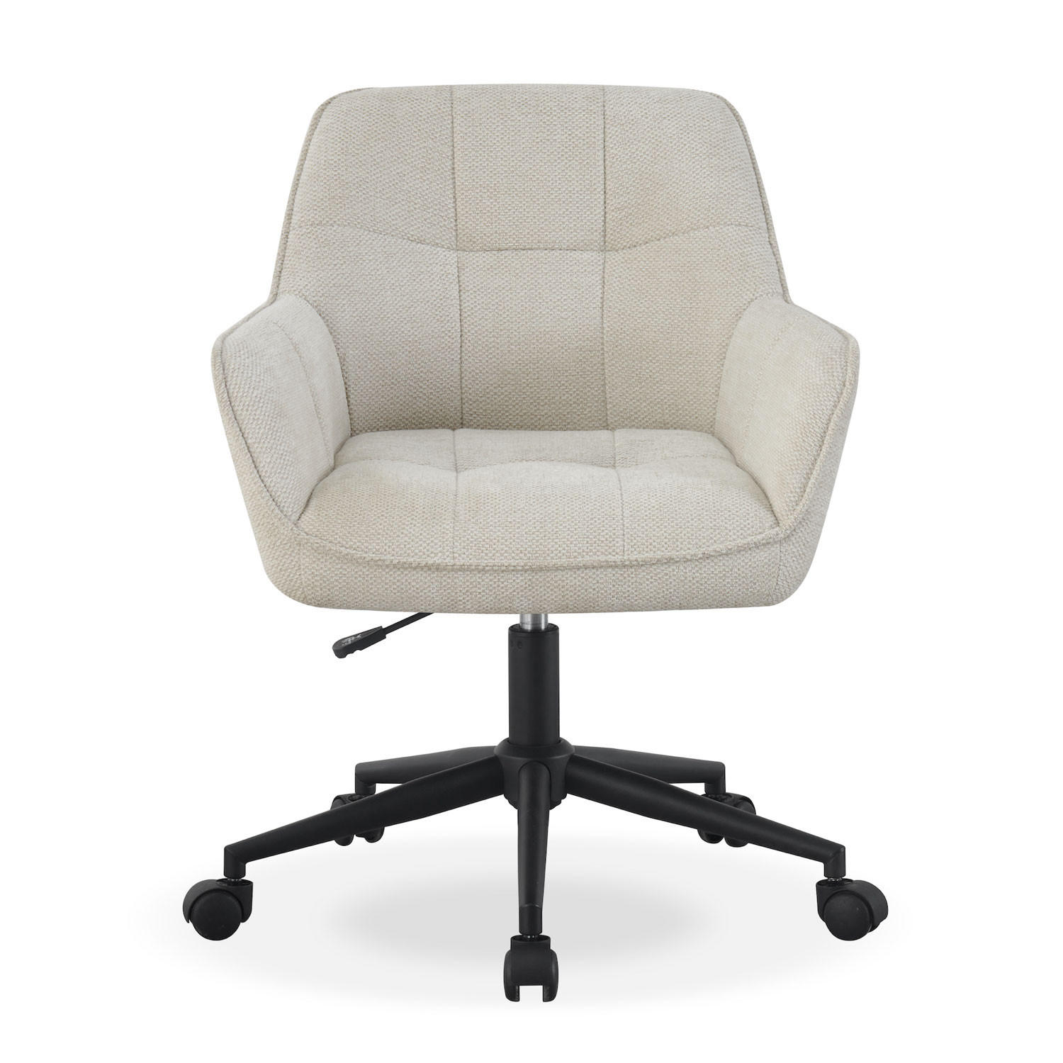 BÜROSTUHL MAX Cremeweiß höhenverstellbar 360°drehbar - Creme/Schwarz, Kunststoff/Textil (61/87/63cm) - DUBI Möbel