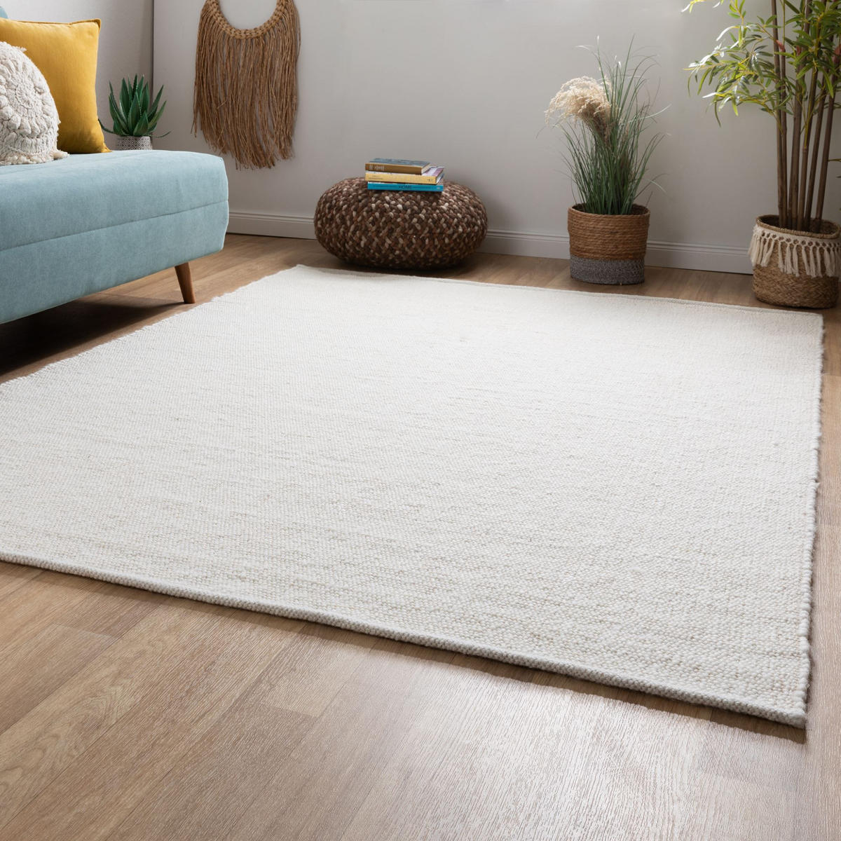 HANDWEBTEPPICH 160/160 cm Kos - Creme, Naturmaterialien (160/160cm) - Steffensmeier
