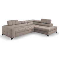 ECKSOFA Andrea L-Form mit verstellbaren Kopfstützen Schlaffunktion Bettkasten 267 cm rechts beige - Beige, Kunststoff (267/106cm) - Margaret Hadas24