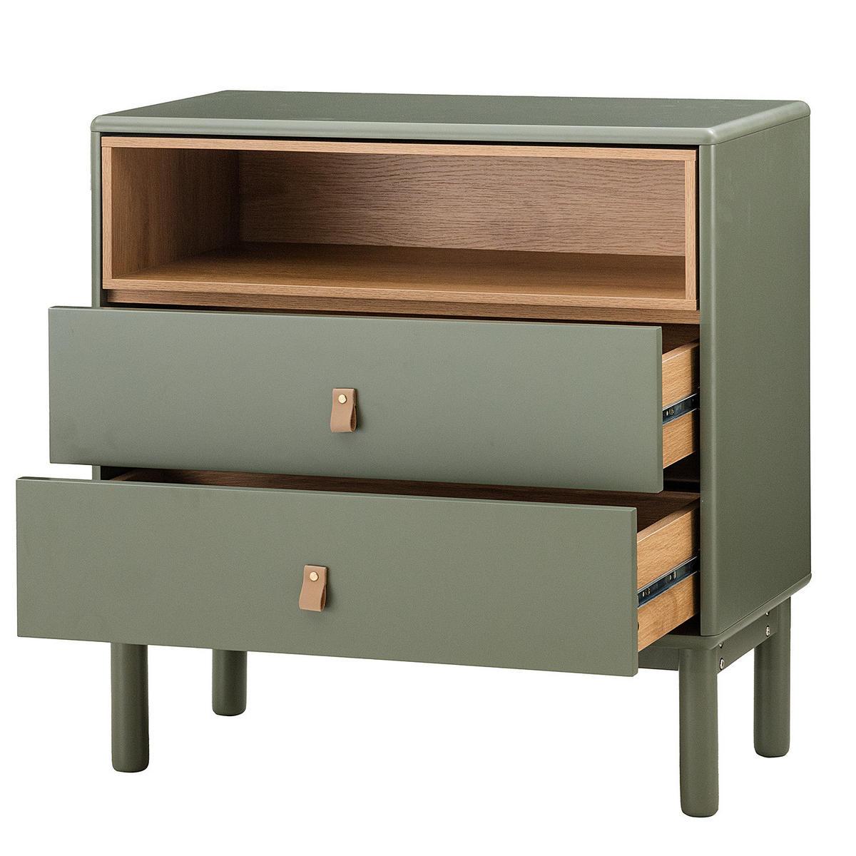 KOMMODE - Breite 80 cm - Braun/Olivgrün, Holz/Holzwerkstoff (80/80/40cm) - home24