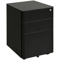 ROLLCONTAINER mobiler Aktenschrank mit 3 Schubladen Büroschrank Stahl Schwarz - Schwarz, Metall (48/59/39cm) - Vinsetto