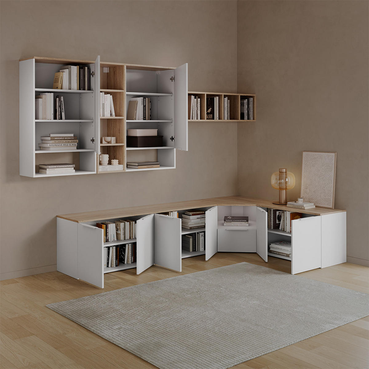 WOHNWAND Piave Weiß 3 Teile - Weiß, Holzwerkstoff (68/50/38.2cm) - Livinity®