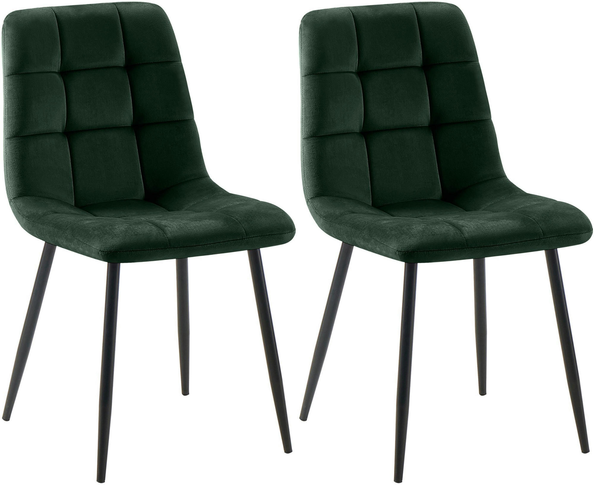STUHL 2er Set Samt Grün - Schwarz/Grün, Textil/Metall (45/84/55cm) - CLP