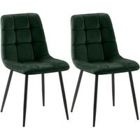STUHL 2er Set Samt Grün - Schwarz/Grün, Textil/Metall (45/84/55cm) - CLP