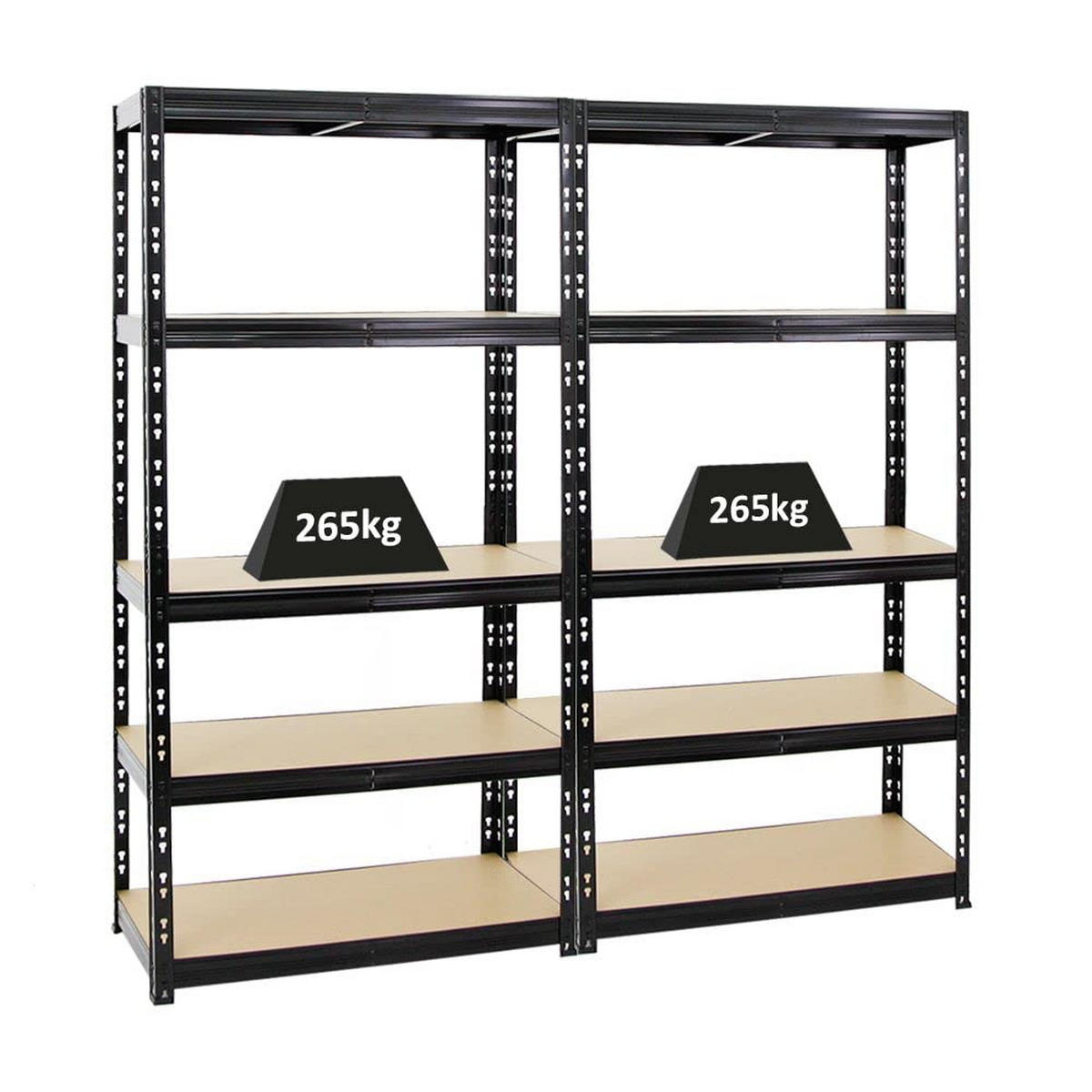 SCHWERLASTREGAL Tiger 2er-Set mit 2x 180x90x45 cm Fachlast 265 kg Schwarz - Schwarz, Metall (180/180/45cm) - PROREGAL