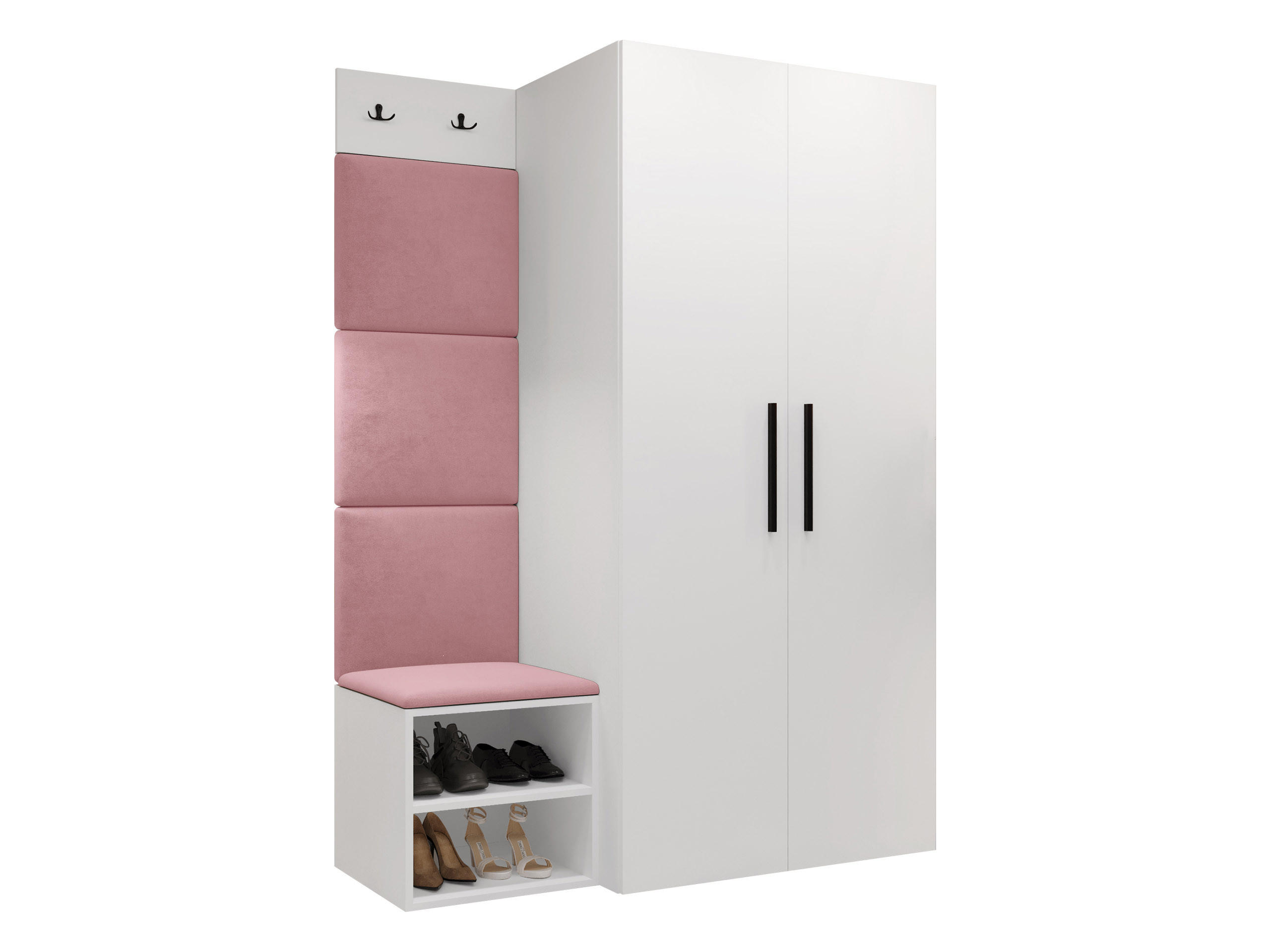 GARDEROBEN-SET Medi IV - Hellrosa/Schwarz, Holzwerkstoff/Kunststoff (80/191/50cm) - MIRJAN24