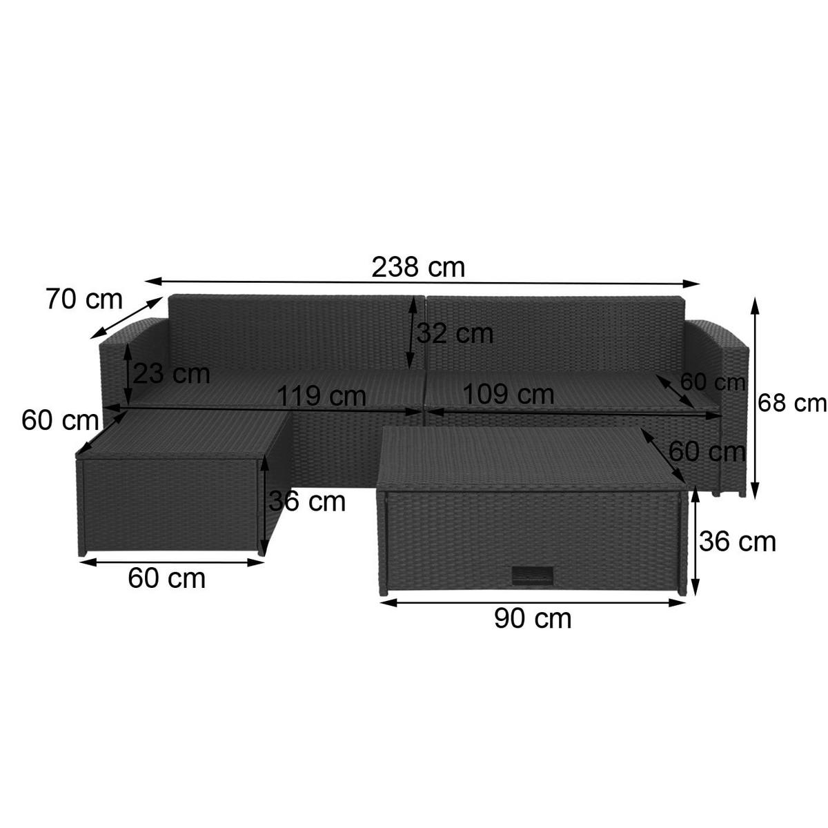 GARTEN-SET Grau Kissen Dunkelgrau - Grau, Metall - PROREGAL