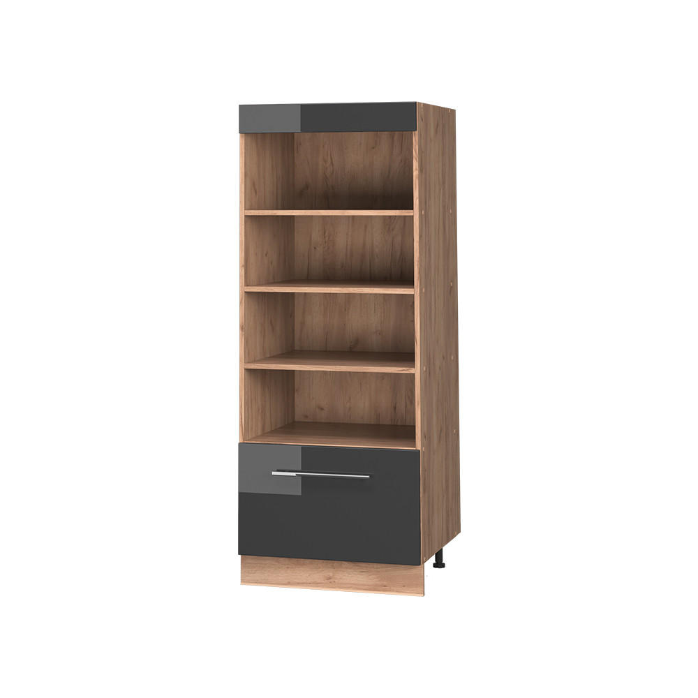 KÜCHENREGAL Fame-Line, Anthrazit Hochglanz/Goldkraft Eiche, 60 cm - Honigeiche/Schwarz Hochglanz, Holzwerkstoff (60/153.6/58.1cm) - Vicco