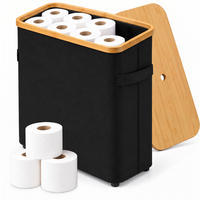 TOILETTENPAPIERBOX Schwarz Bambus 24 Rollen - Schwarz, Holz/Kunststoff (45/72/30cm) - Relaxdays
