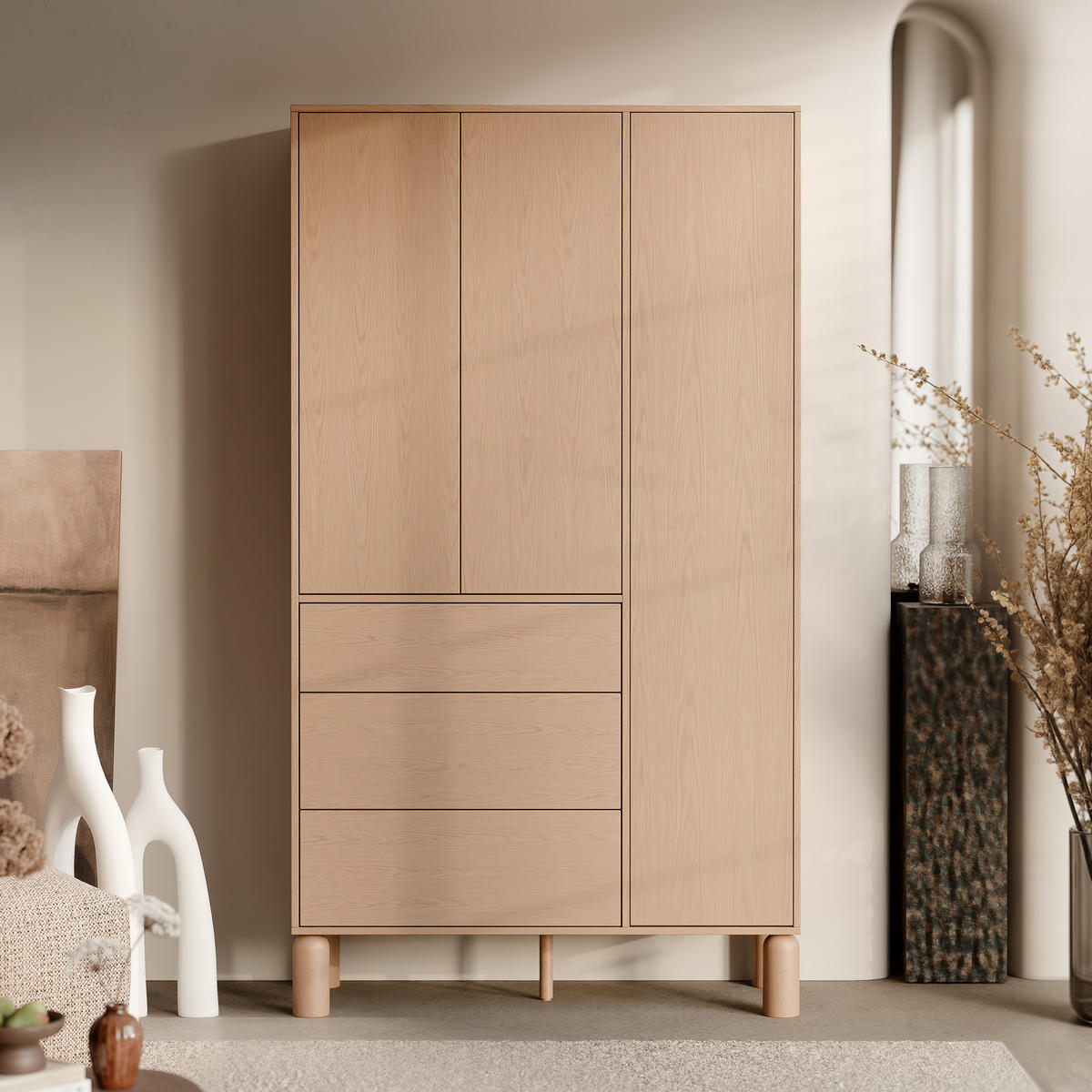 SCHRANK mit Schubladen SENA - Naturfarben, Holzwerkstoff (110/197/55cm) - Idohome