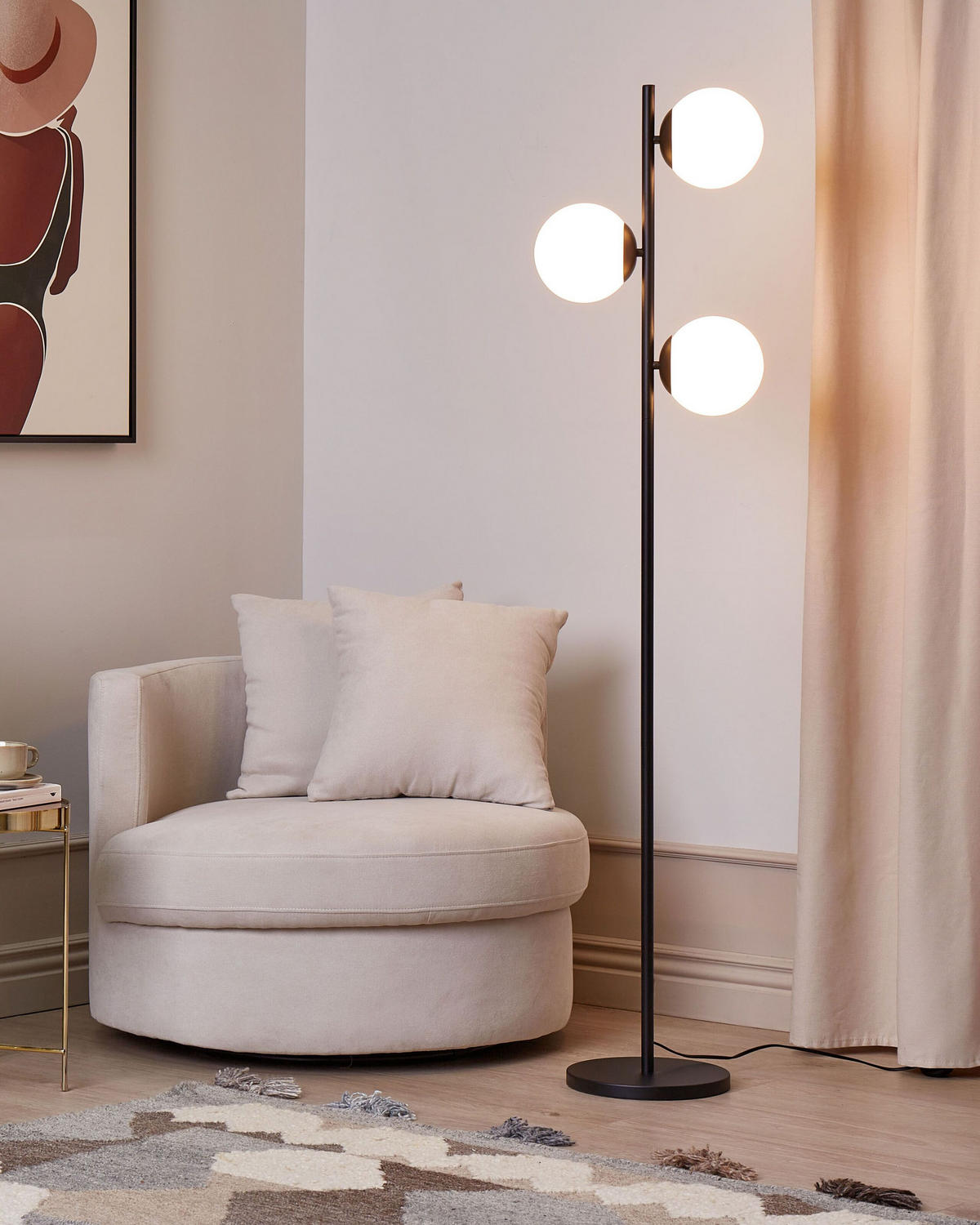 STEHLAMPE Schwarz 153 cm Wadi - Schwarz, Metall (35/35/153cm) - Beliani