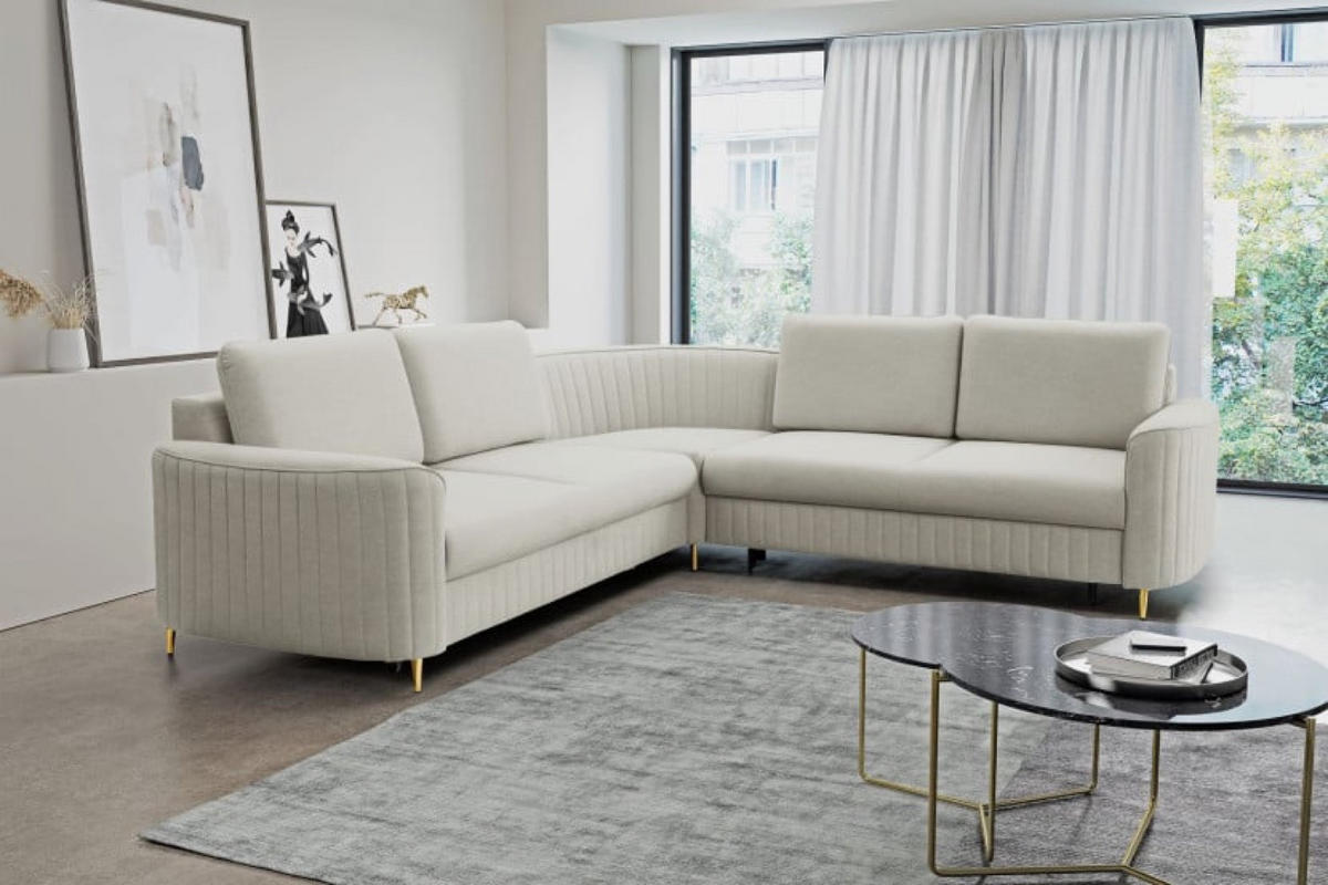 ECKSOFA Hellgrau LOREN Mit Schlaffunktion Und Bettkasten - Hellgrau/Grau, Textil (251/251cm) - Sepro Meble