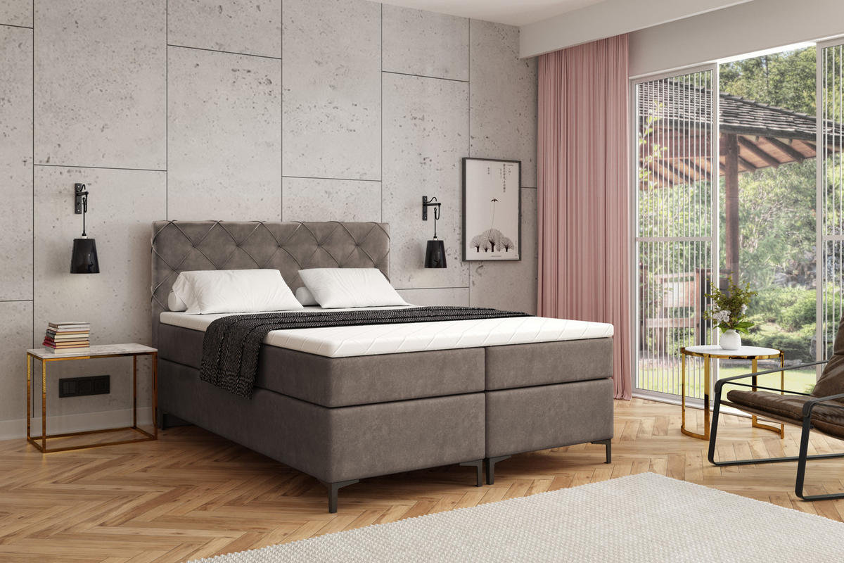 BOXBETT SEVILLA PLUS 160 x 200 Braun - Braun, Textil/Metall (160/200cm) - VLR BEDS