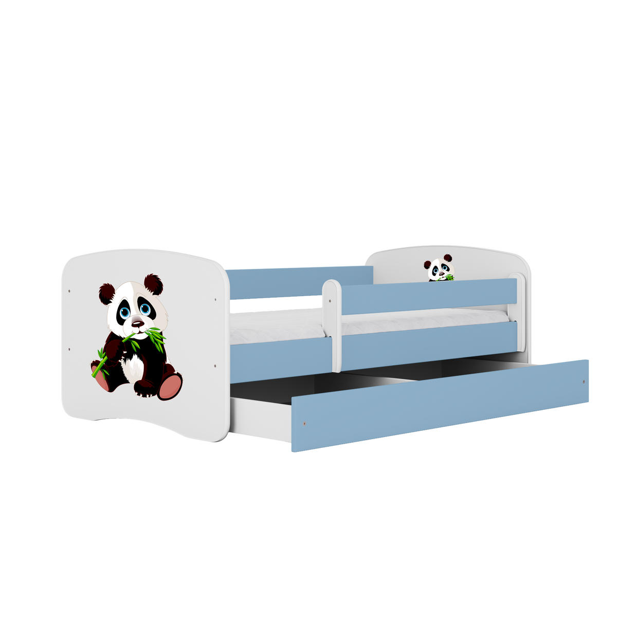 KINDERBETT Panda 2 mit Schublade und Matratze 160/80 - Blau, Holzwerkstoff (80/160cm) - RAUMHIRSCH FURNITURE