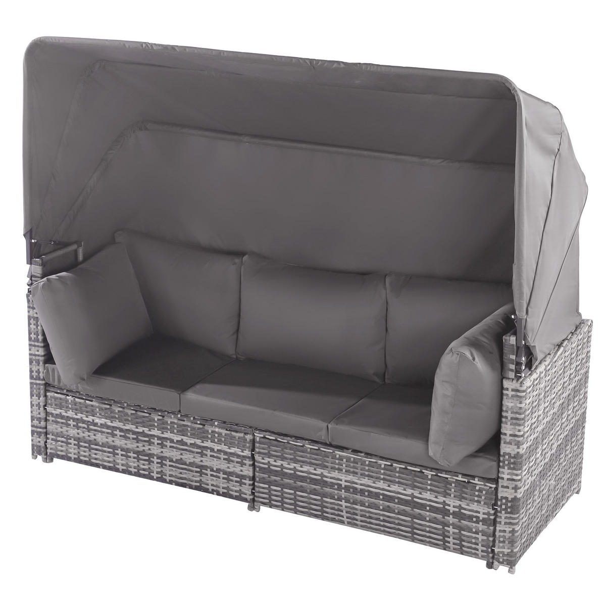 GARTENLOUNGE-SET Rattan Sonneninsel Sofa Wetterfest Grau - Grau, Naturmaterialien - FLIEKS