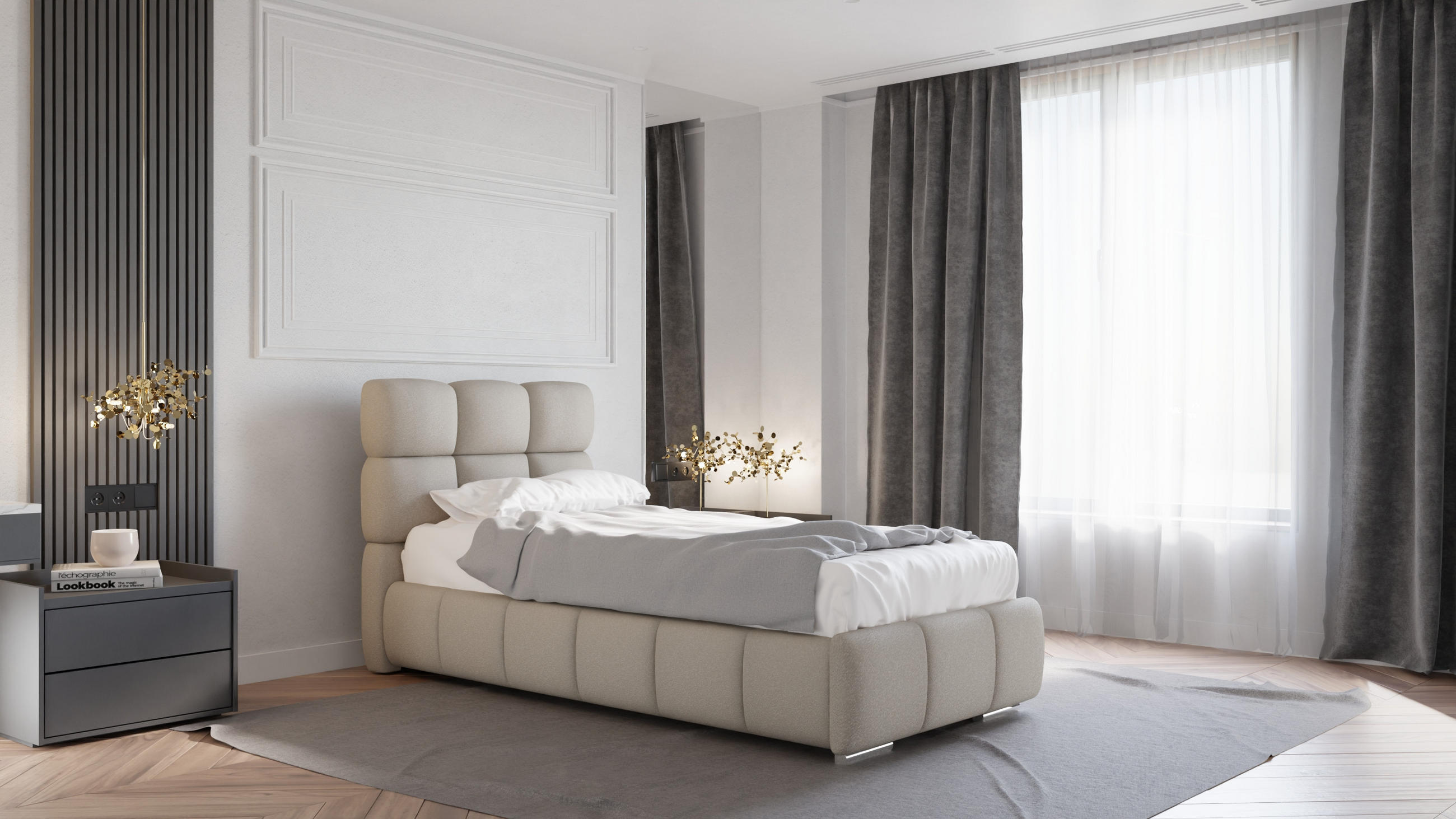 Homesy Polsterbett Braun 90x200 cm
