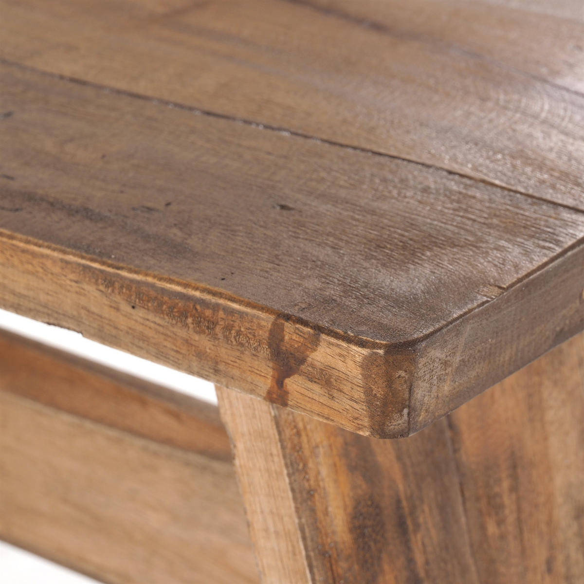 SITZBÄNKCHEN SCHEMEL Recyclingholz massiv natur-braun - Braun, Holz (40/31/25cm) - DESIGN DELIGHTS