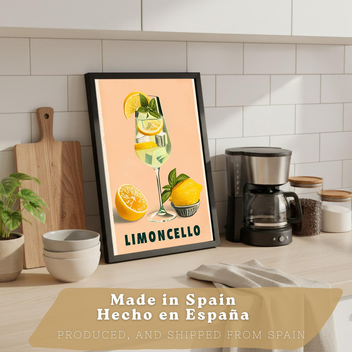 PLAKAT Sada 4 Koktejlový nápoj A3 Černý rám - černá, papír (29.7/1/42cm) - Nacnic