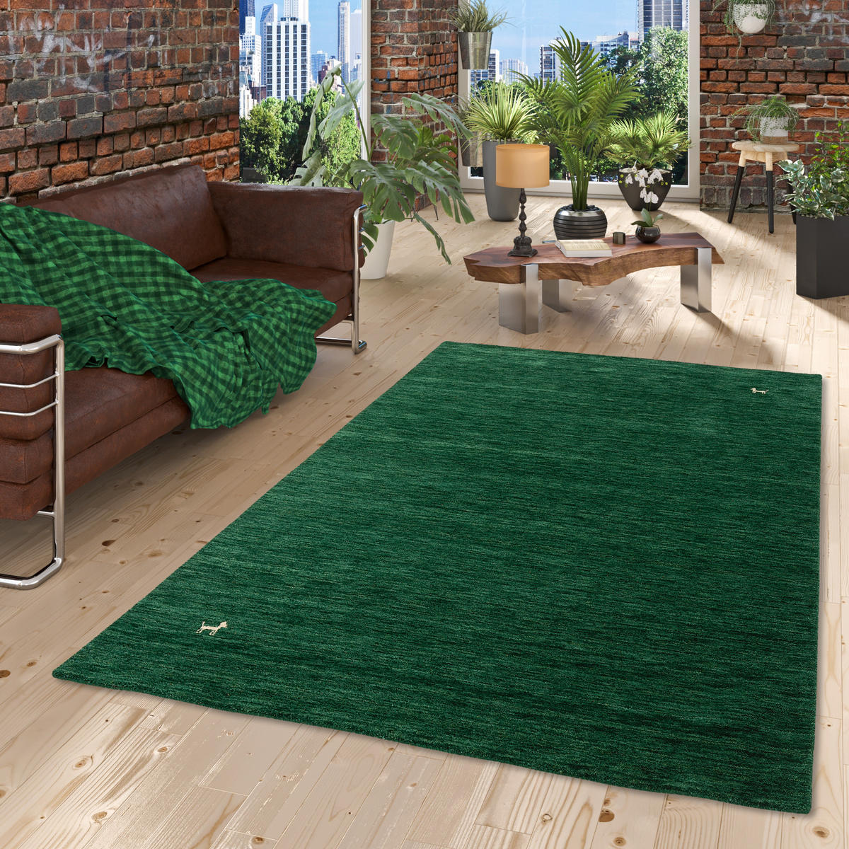 NATUR TEPPICH INDO NEPAL GABBEH SHIVA - Dunkelgrün, Textil (70/300cm) - Pergamon