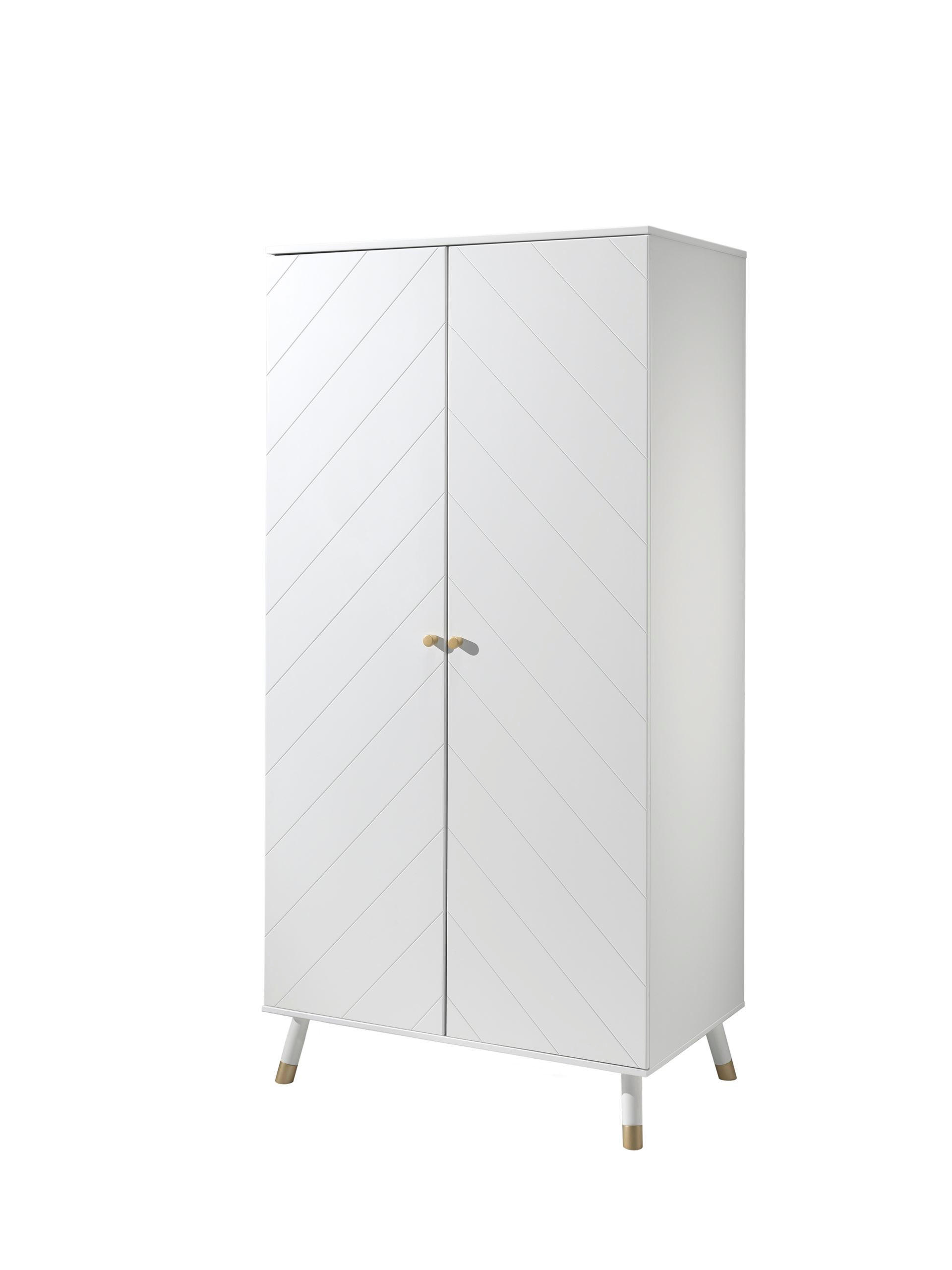 KLEIDERSCHRANK Kamillah 100x59x200 mit 2 Türen aus MDF in Satin Weiß - Weiß, Holzwerkstoff (100/200/59cm) - 58aufmkessel