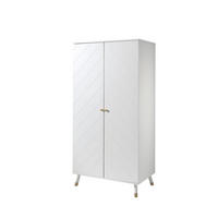 KLEIDERSCHRANK Kamillah 100x59x200 mit 2 Türen aus MDF in Satin Weiß - Weiß, Holzwerkstoff (100/200/59cm) - 58aufmkessel
