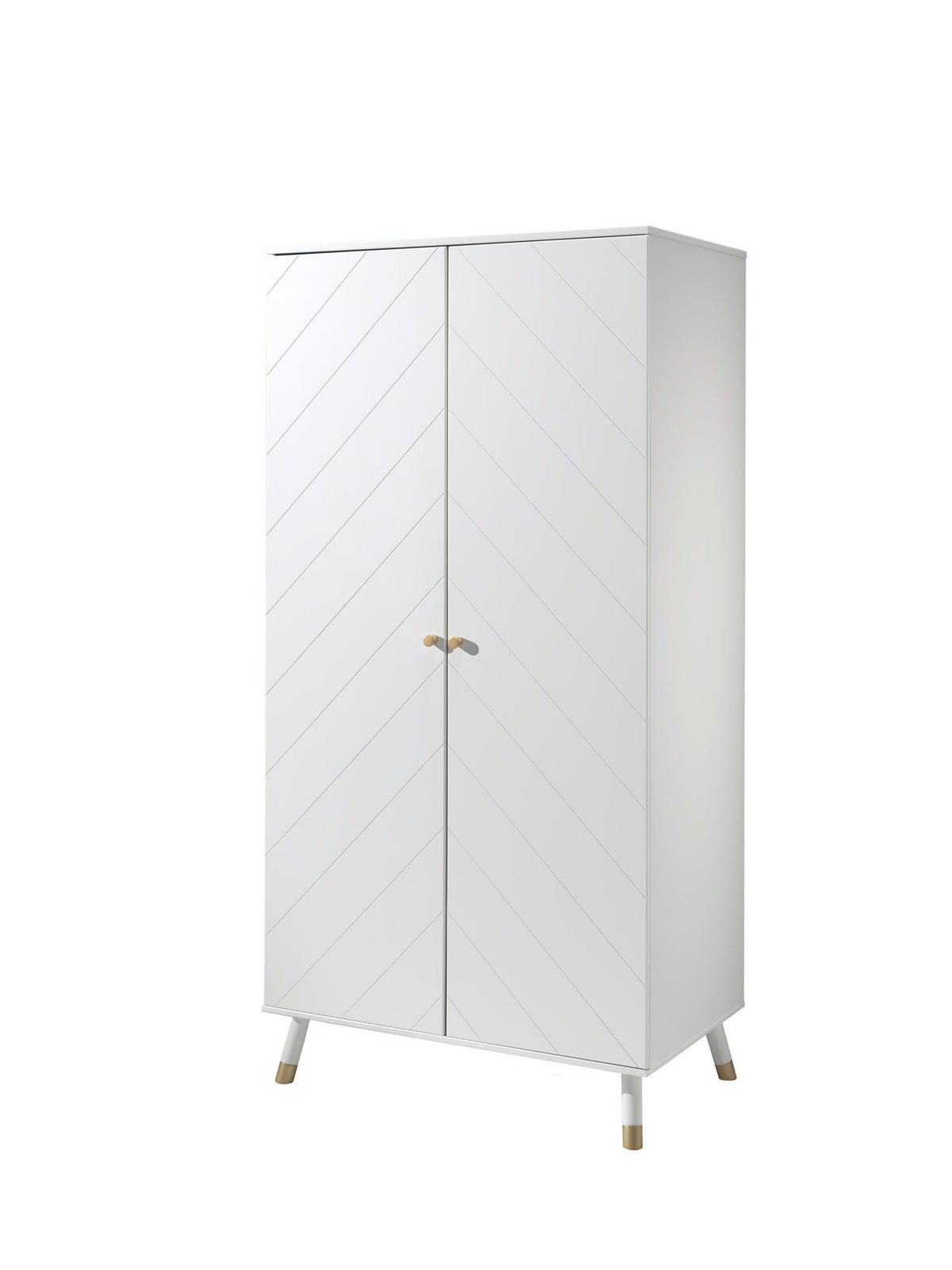 KLEIDERSCHRANK Kamillah 100x59x200 mit 2 Türen aus MDF in Satin Weiß - Weiß, Holzwerkstoff (100/200/59cm) - 58aufmkessel