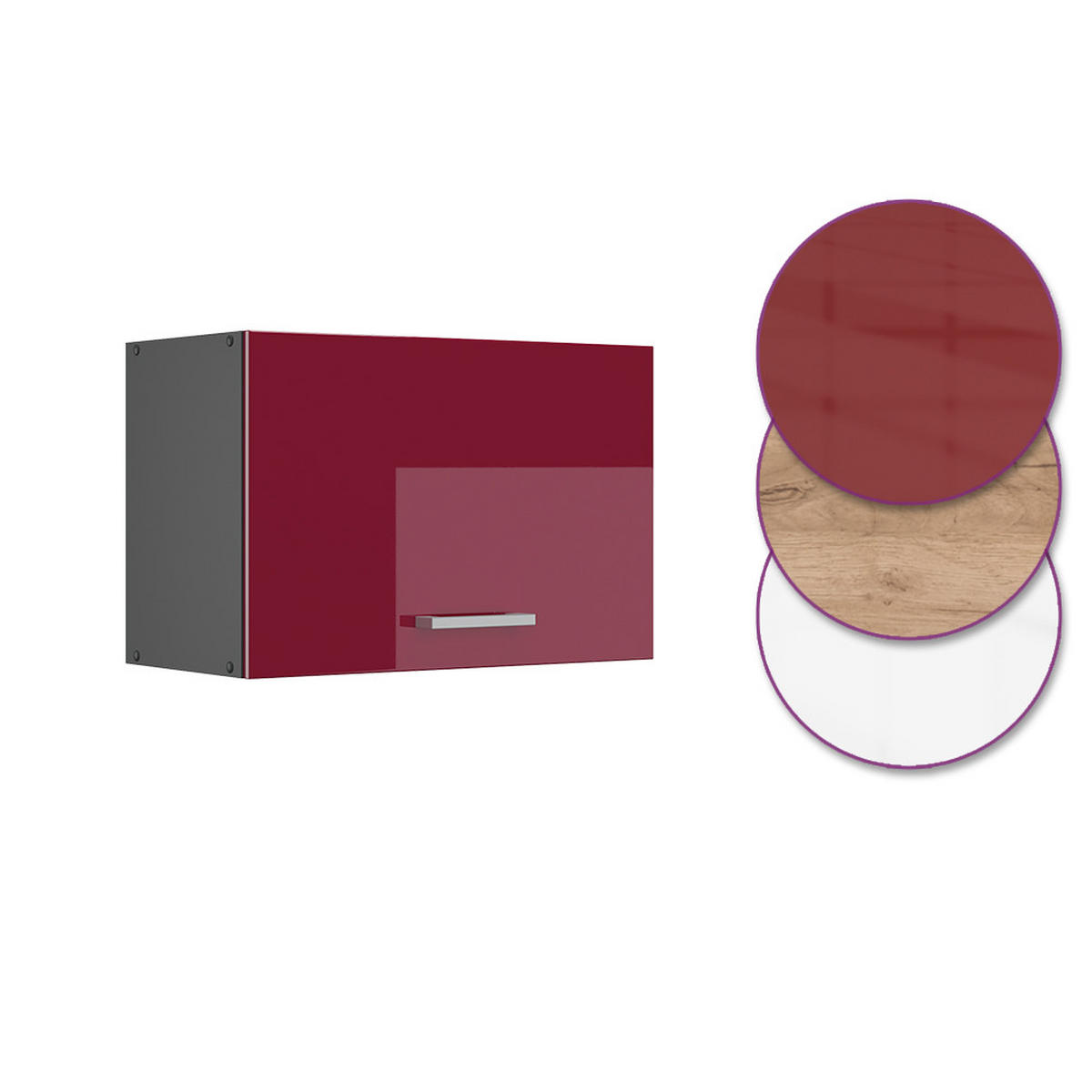 HÄNGESCHRANK R-Line Rot Hochglanz 60 cm Flach - Anthrazit/Rot, Holzwerkstoff (60/40/31cm) - Vicco