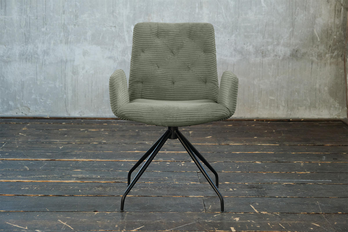 DREHSTUHL NEW CHARME Grün Cord - Grün, Textil (59/87/66cm) - KAWOLA