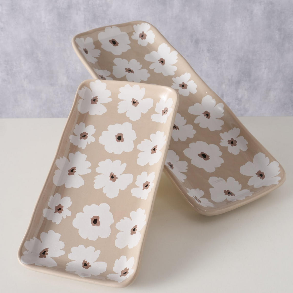 KERAMIKTELLER mit Blumenmuster Canea Beige - Beige, Keramik (3cm) - Boltze Home