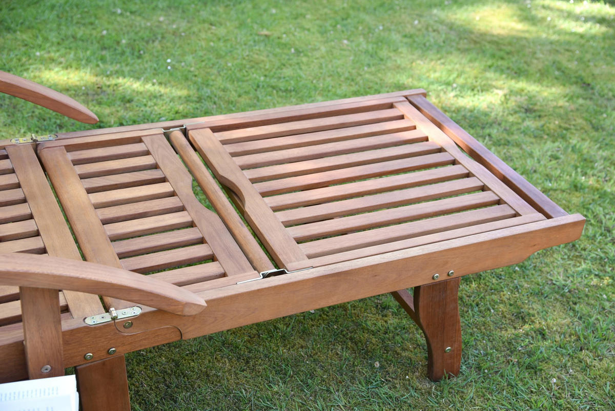 SONNENLIEGE Rolando Verstellbar Eukalyptus Gartenliege - Naturfarben, Holz (74/91/195cm) - DELUKE