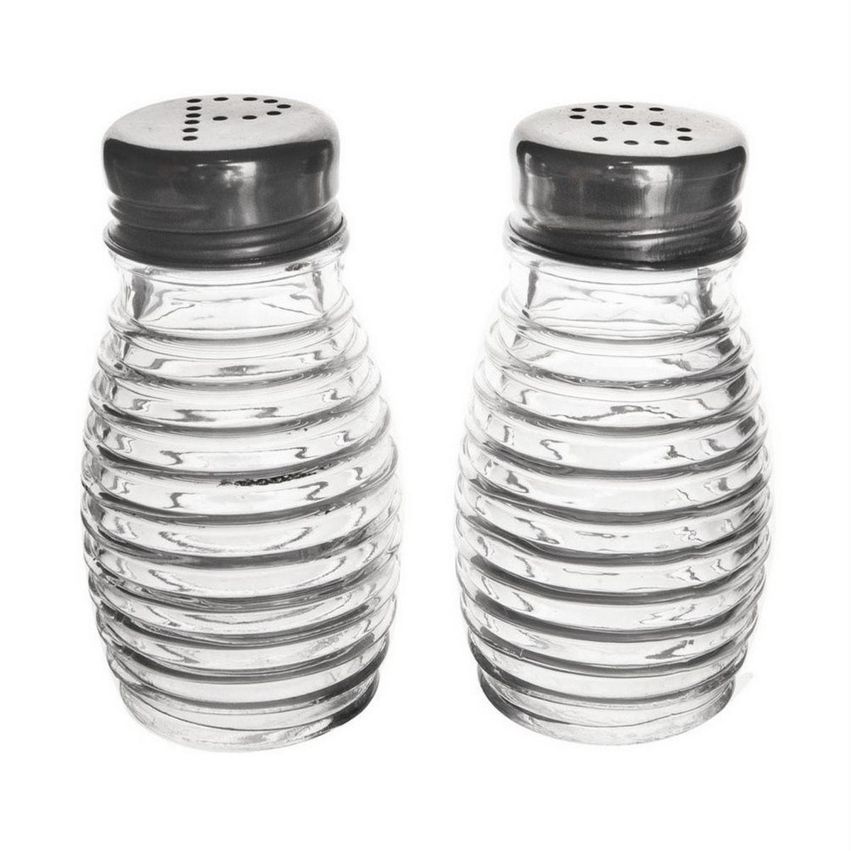 GEWÜRZSTREUER-SET geriffelt 2-teilig Transparent - Transparent, Glas (5/8.5/5cm) - Orion 