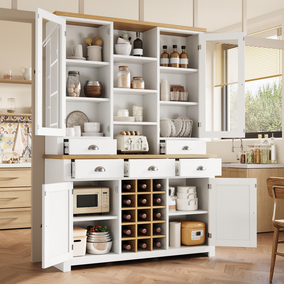 BUFFETSCHRANK Soft-Close Weiß 120/40/185 cm - Weiß, Holz (120/185/40cm) - PANGIVO