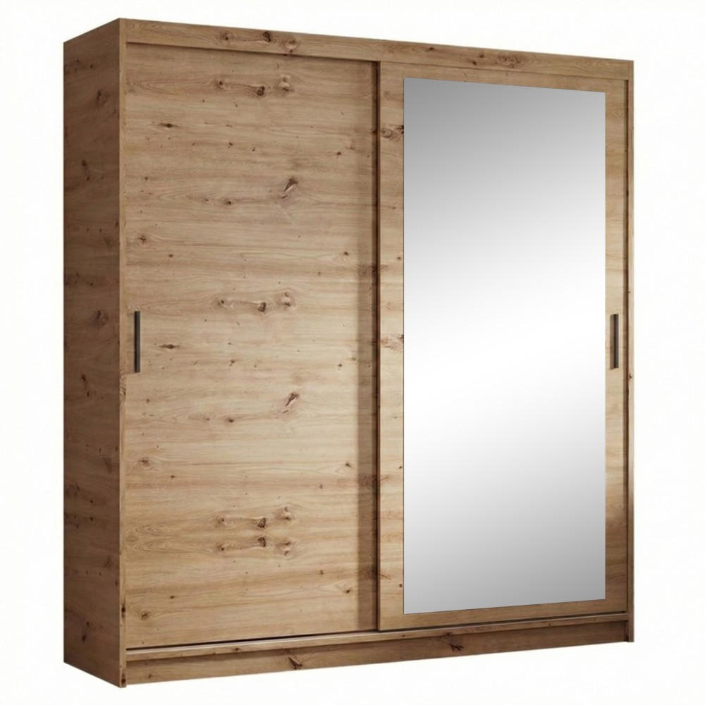 SCHWEBETÜRENSCHRANK Hela 180/205/60 2-türig eiche Artisan mit Schubladen - Eiche Artisan, Holzwerkstoff (180/205/60cm) - Beautysofa