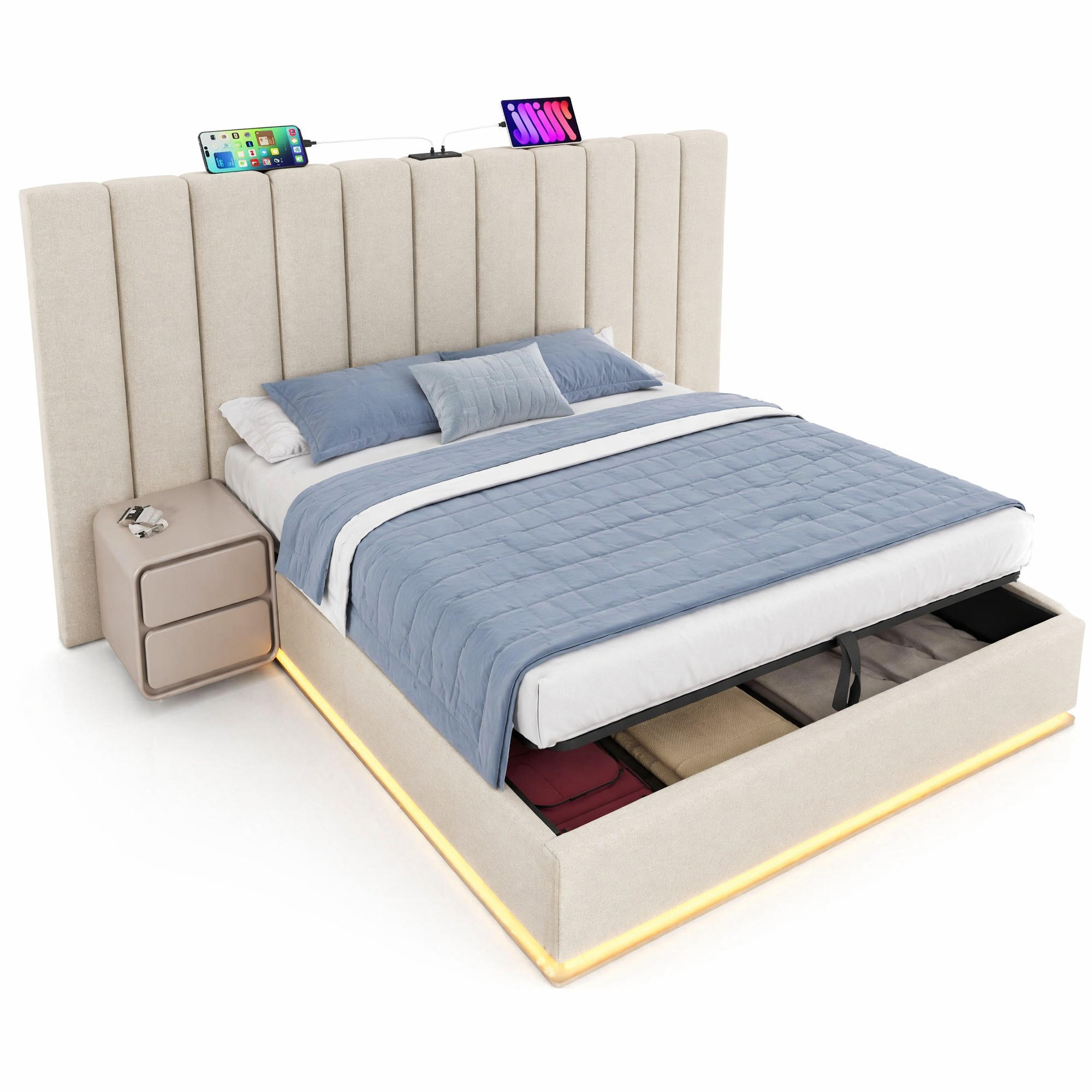 Meubliv Polsterbett Beige 160x200 cm