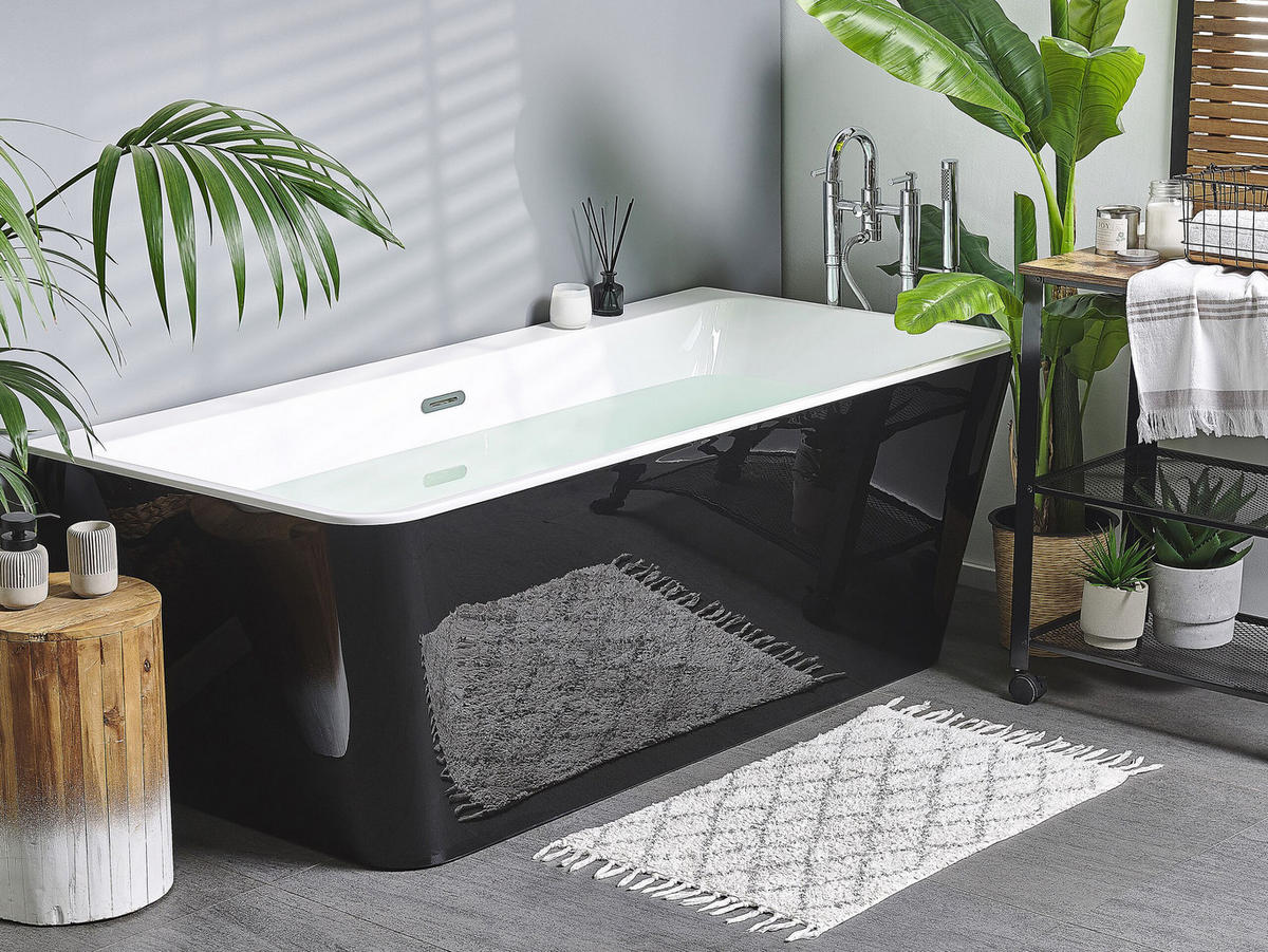 BADEWANNE 80x170x60 cm schwarz Hassel - Schwarz, Kunststoff (80/60/170cm) - Beliani