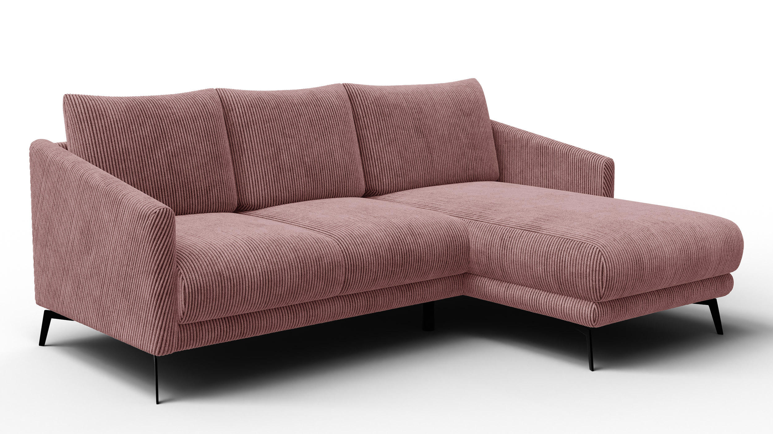 ECKSOFA VILT 3-Sitzer, altrosa - Schwarz/Altrosa, Holzwerkstoff/Textil (221/156cm) - Courtois Laville