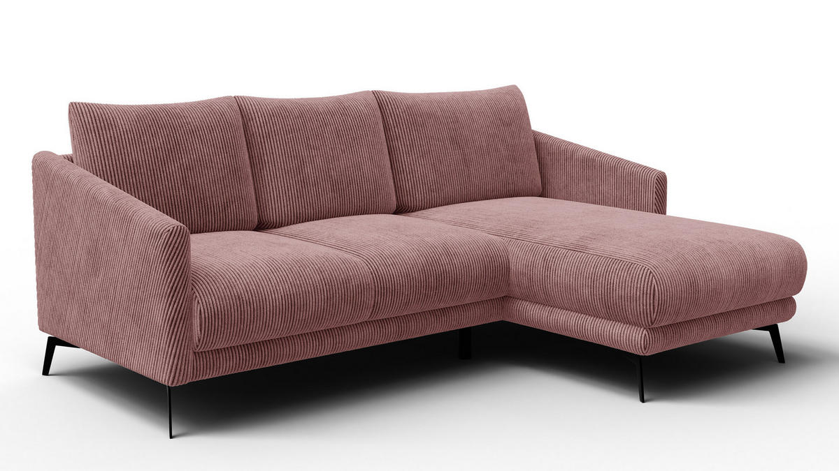 ECKSOFA VILT 3-Sitzer, altrosa - Schwarz/Altrosa, Holzwerkstoff/Textil (221/156cm) - Courtois Laville