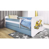 KINDERBETT Bagger 80x160 cm mit Matratze, Schublade, Rausfallschutz & Lattenrost, Blau - Blau, Holzwerkstoff (80/160cm) - RAUMHIRSCH FURNITURE