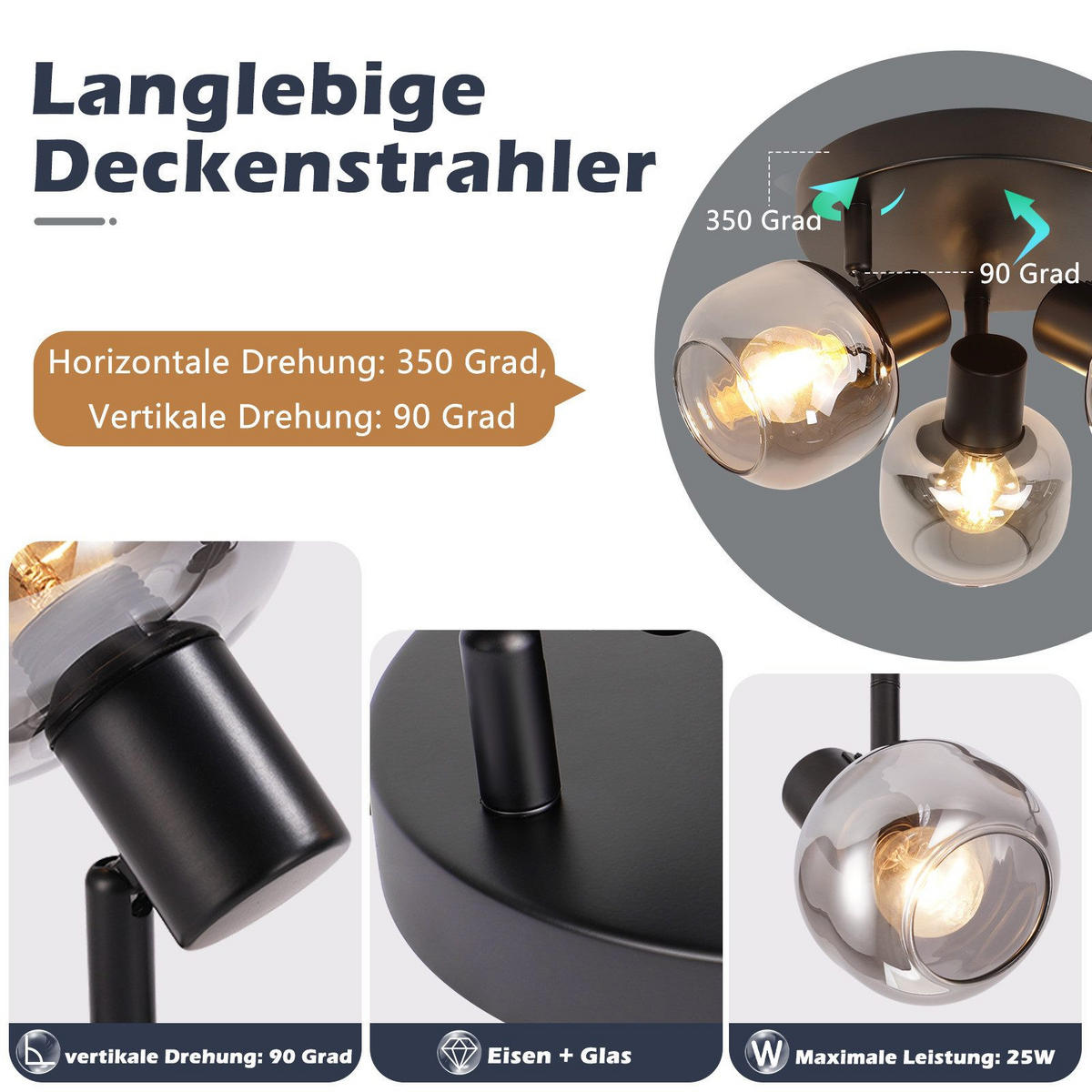 DECKENLEUCHTE Macintyre 19/19/16.5cm - Schwarz, Metall (19/19/16.5cm) - Nettlife