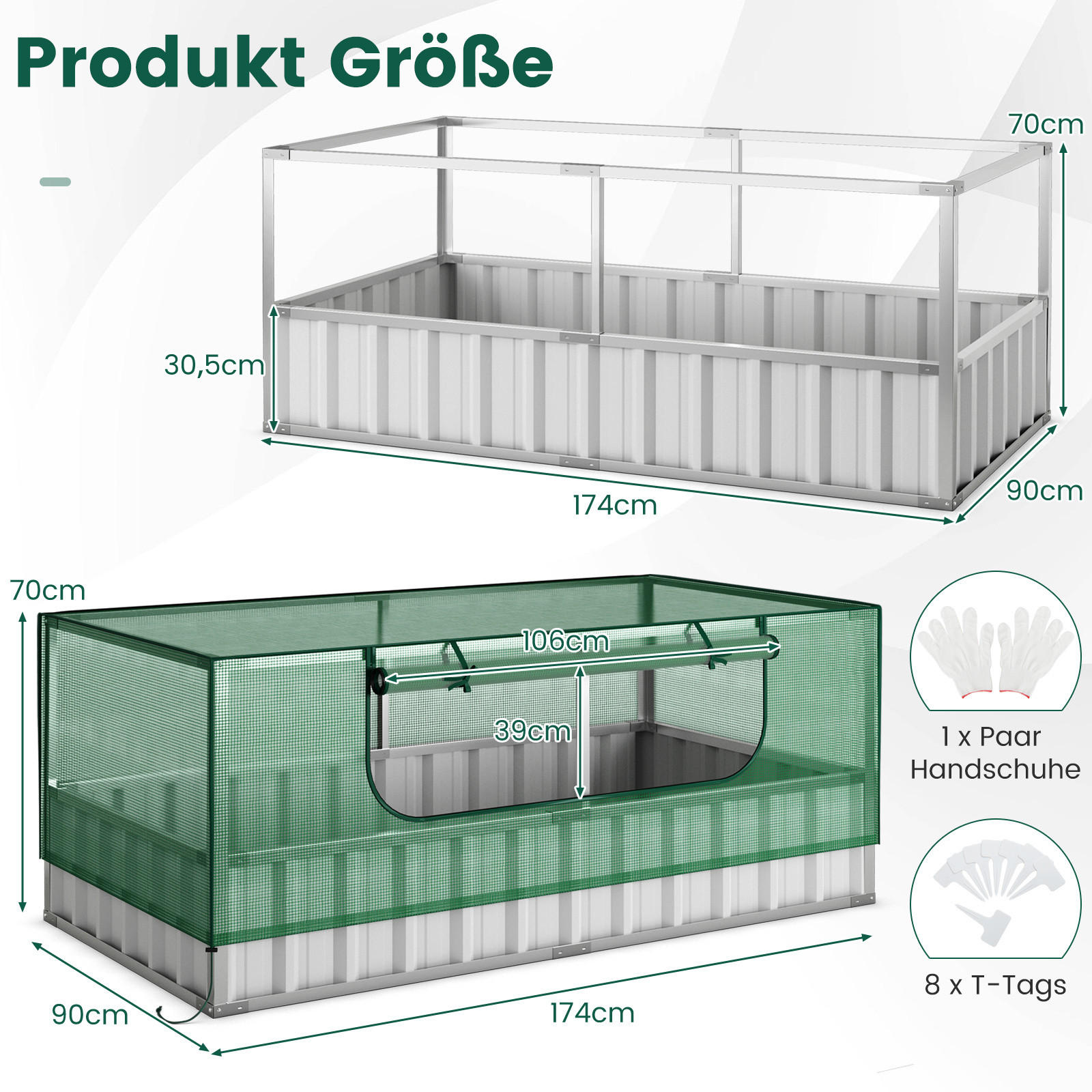 Thumbnail - Costway Hochbeet, Grün, Metall, 90x71x174 cm, Gartenzubehör, Hochbeete