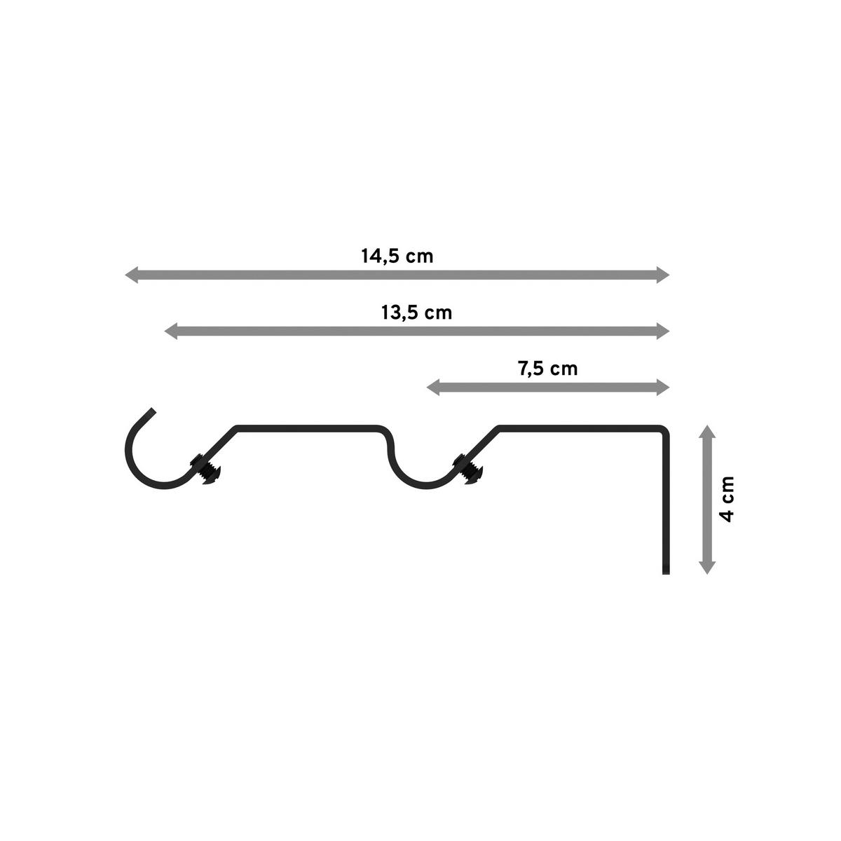 TRÄGER FÜR GARDINENSTANGEN 16 mm Ø, Hera 2-läufig, Schwarz - Schwarz, Metall (14.4/4.4/1.6cm) - INTERDECO