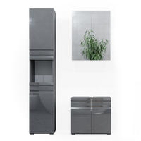 BADMÖBEL-SET Fredd Anthrazit Hochglanz 3 Teile, mit Hochschrank - Anthrazit, Holzwerkstoff (56/60/34cm) - Vicco
