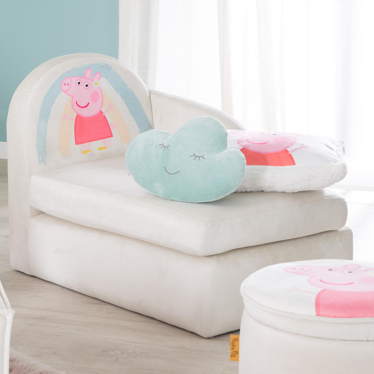 KINDERLOUNGESOFA Peppa Pig - Beige, Holzwerkstoff/Textil (75/54/47cm) - Roba