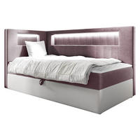 BOXBETT Gold Junior 3, Seite zum Öffnen des Bettkastens: Links - Weiß/Rosa, Holz (80/200cm) - MIRJAN24