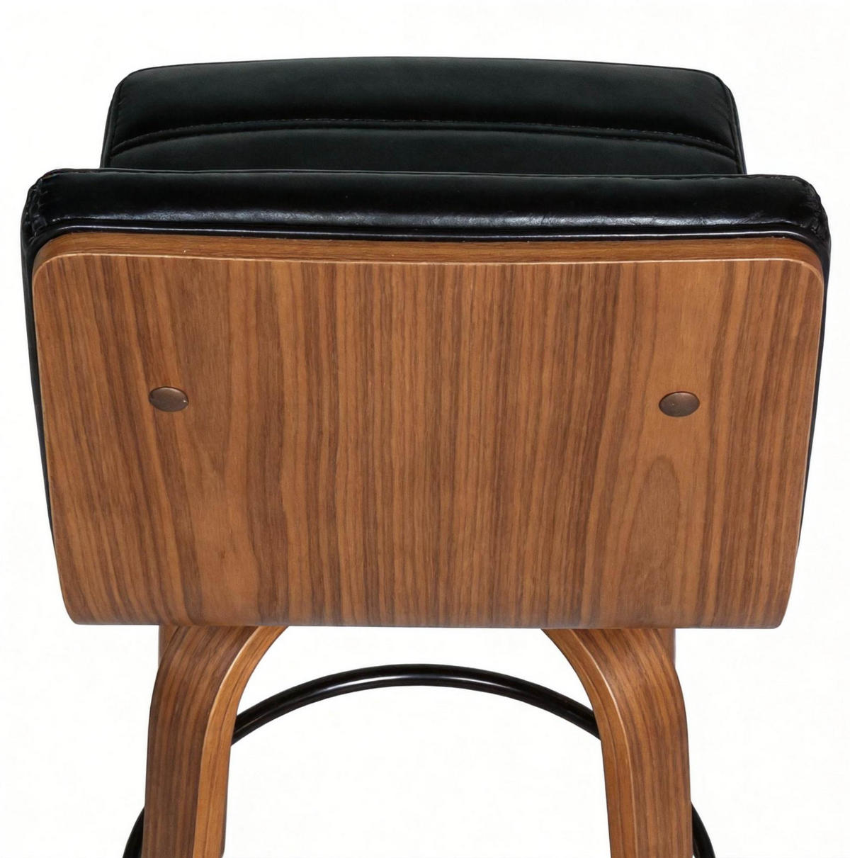 BARHOCKER mit PU-Lederpolsterung, Drehfunktion und Fußring - Schwarz, Holz (48/90/40cm) - MIVRAY