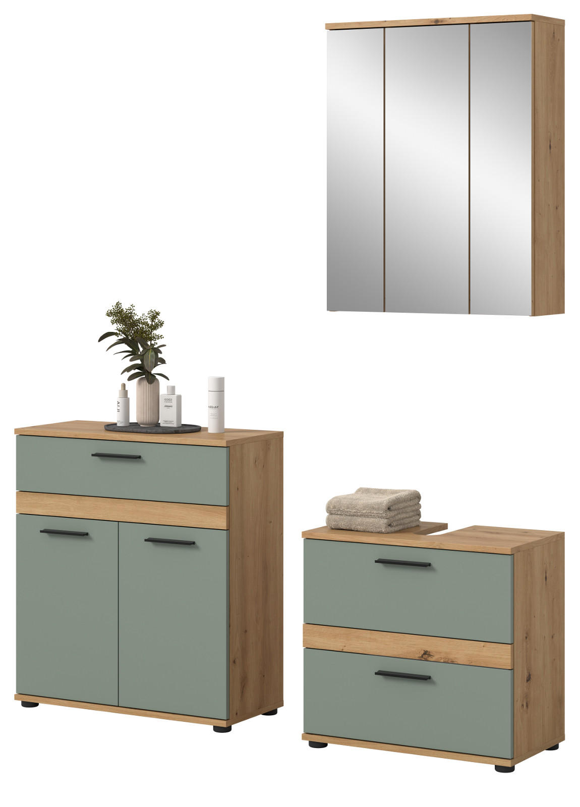 Inn.Furn Badmöbel-Set Salbeigrün 145x191x34 cm